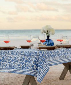 Cactus Flower Blue Tablecloth