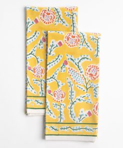 Climbing Dahlia Sunshine Yellow Tea Towels