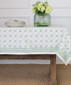 India Hicks Home Cuban Flower Palladian Blue & Soft Sage Tablecloth