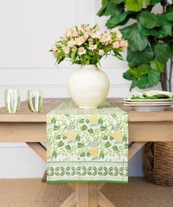 Pineapple Party Green & Yellow Table Runner
