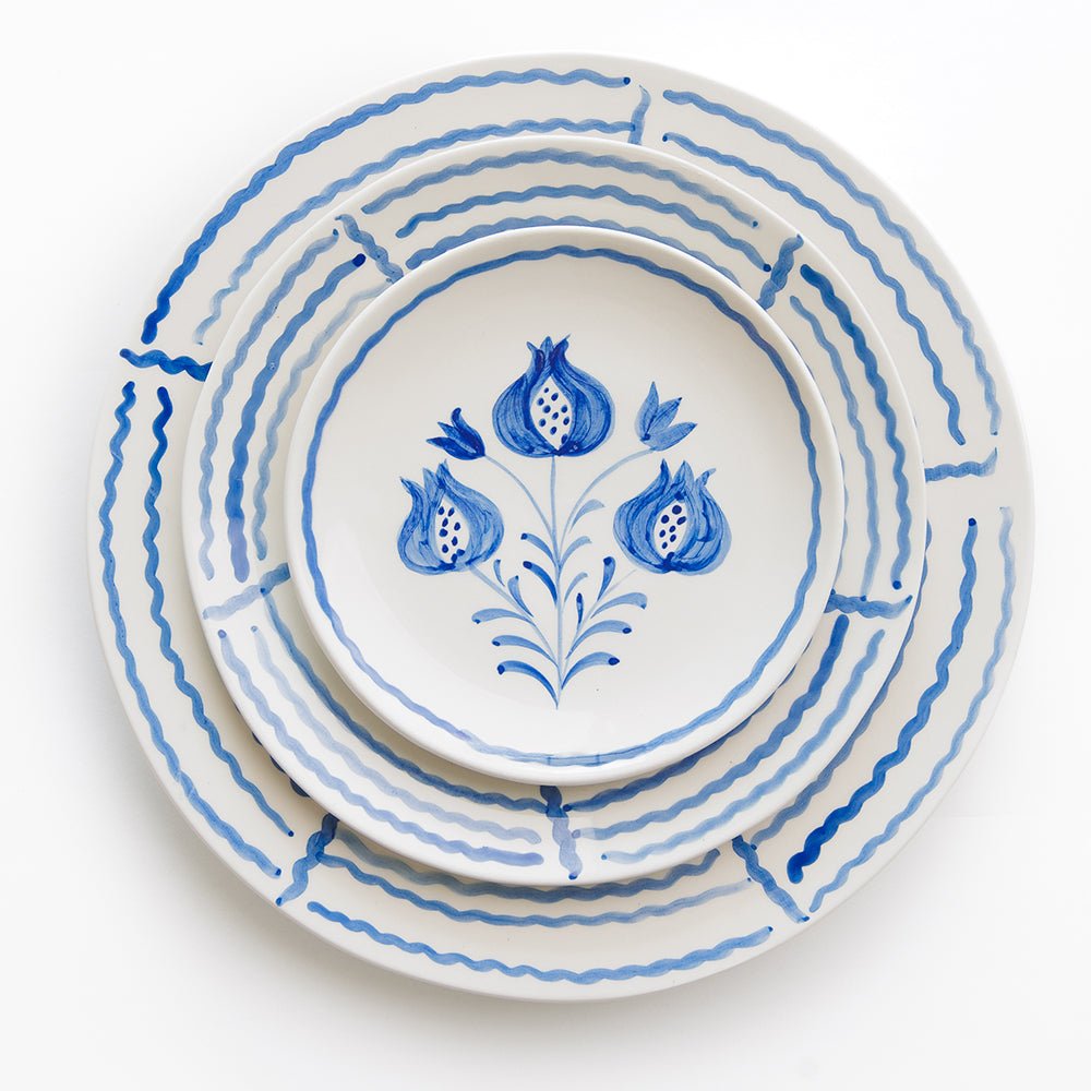 Pomegranate Trio Sketch Cobalt Blue Appetizer Plate | Set of 4 - Image 2