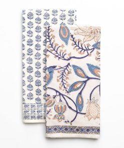 Peacock & Poms Blue & Elise Blue Tea Towel Mixed Set of 2