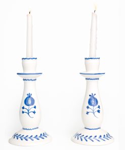 Pomegranate Trio Sketch Cobalt Blue Candlestick | Set of 2