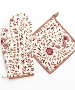 Starflower Fern & Blush Oven Mitt Set