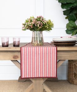 Dotted Stripe Rose Table Runner