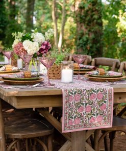 Bohemian Floral Moss & Mauve Table Runner