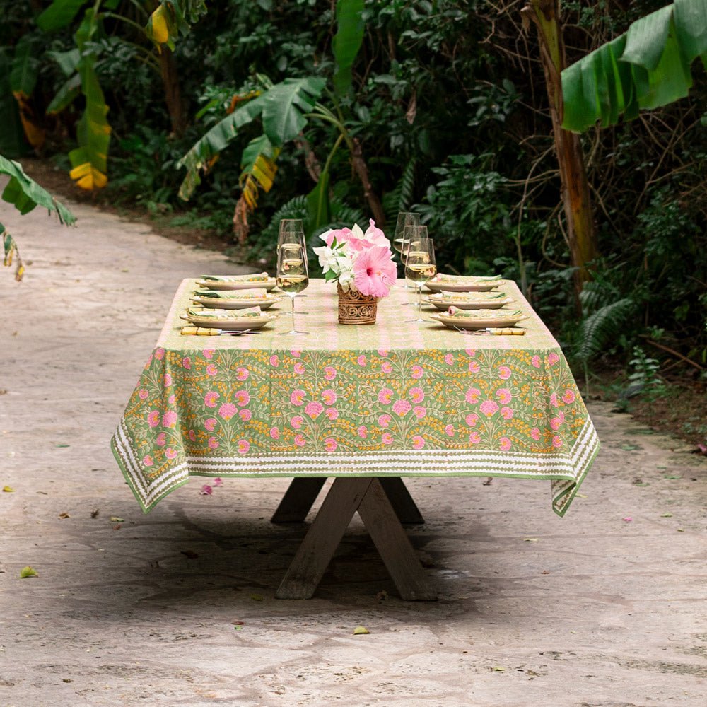 Cactus Flower Fern & Flamingo Tablecloth