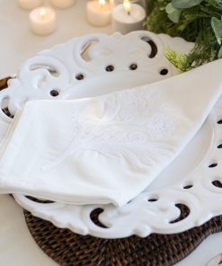 India Hicks Home Canasta Crewel White on White Napkin | Set of 4