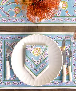 Climbing Dahlia Sky Blue Placemat | Set of 4