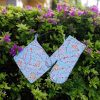Climbing Dahlia Sky Blue Oven Mitt Set