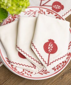Pomegranate Crewel Burgundy Napkin | Set of 4