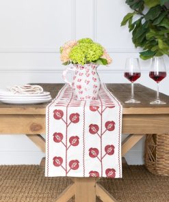 Pomegranate Crewel Burgundy Table Runner