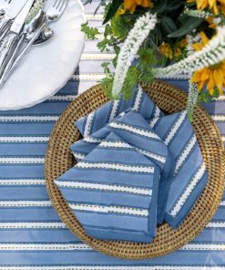 Dotted Stripe Blue Napkin | Set of 4