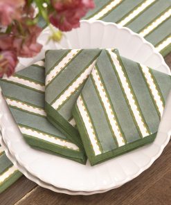Dotted Stripe Green Napkin | Set of 4