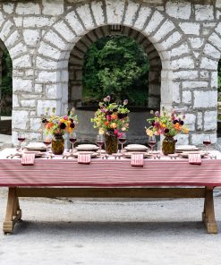 Dotted Stripe Rose Tablecloth