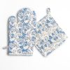 Gardenia Vine Azure Oven Mitt Set