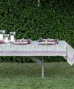 Grecian Palm Fern & Magenta Tablecloth