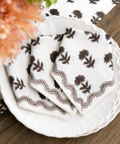 India Hicks Home Winter Flower Chocolate Napkin | Set of 4