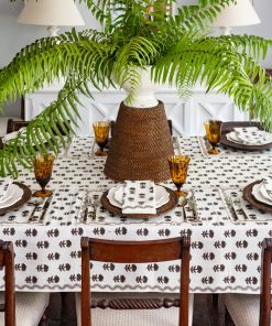 India Hicks Home Winter Flower Chocolate Tablecloth