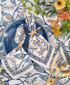Peacock & Poms Blue Napkin | Set of 4