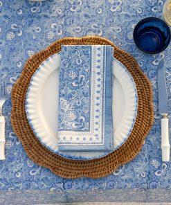 Pom Fan Flower Blue & White Napkin | Set of 4