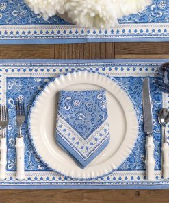 Pom Fan Flower Blue & White Placemat | Set of 4