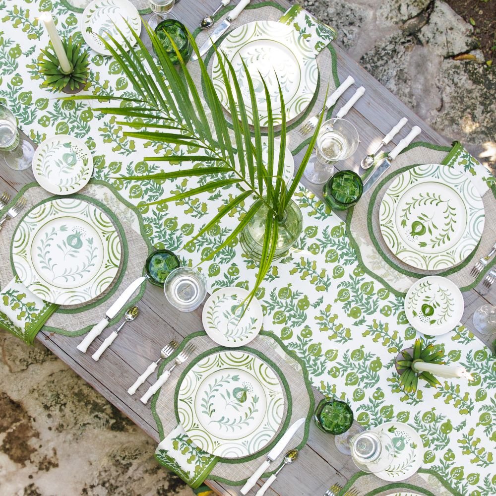 Pom Bells Green Table Runner