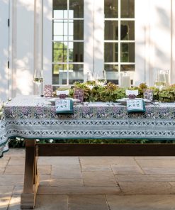 Pomegranate Garden Teal & Lilac Tablecloth