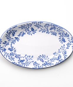 Pomegranate Scroll Blue Oval Tray