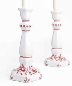 Pomegranate Scroll Bordeaux Candlestick Set of 2