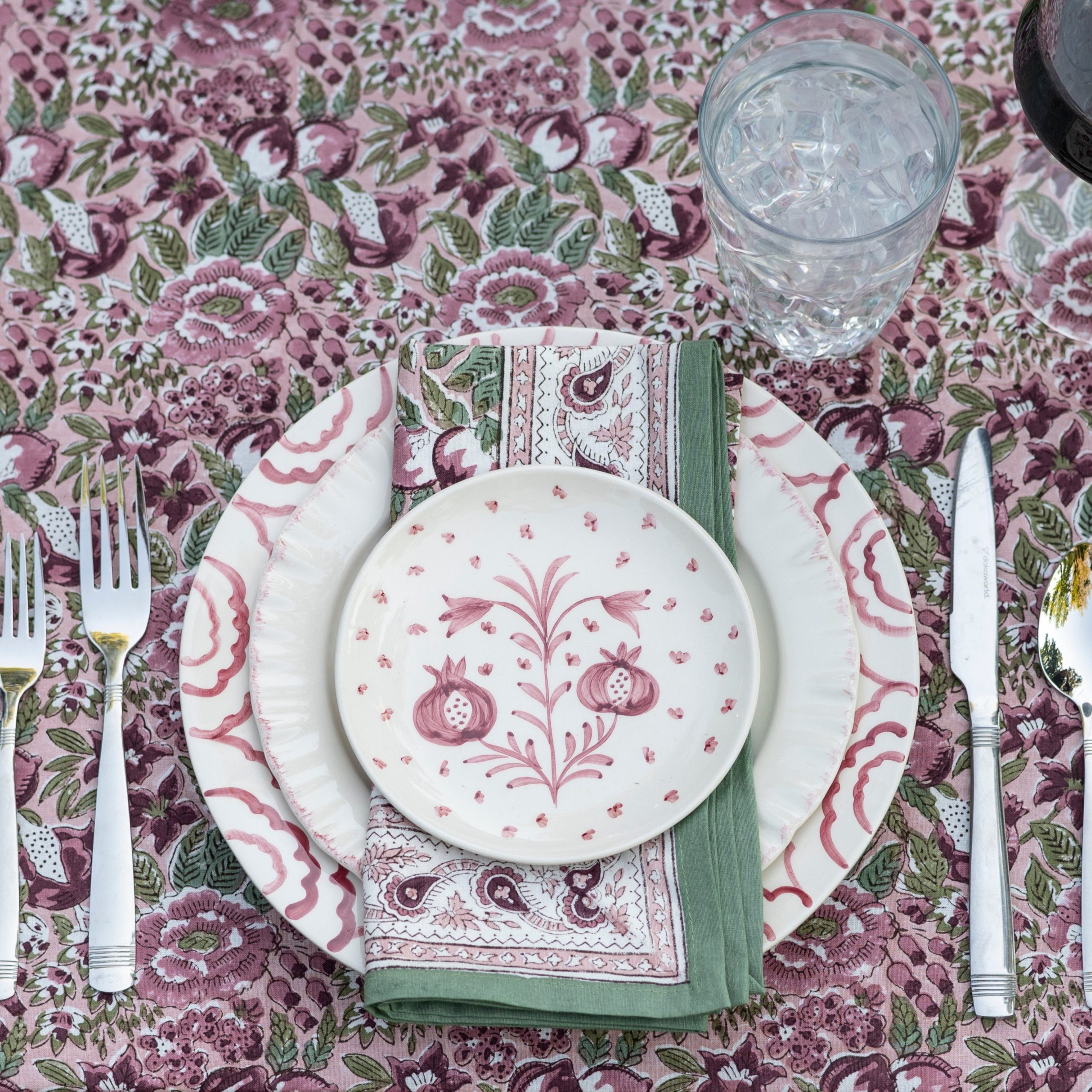 Pomegranate Garden Dusty Mauve & Sage Napkin | Set of 4