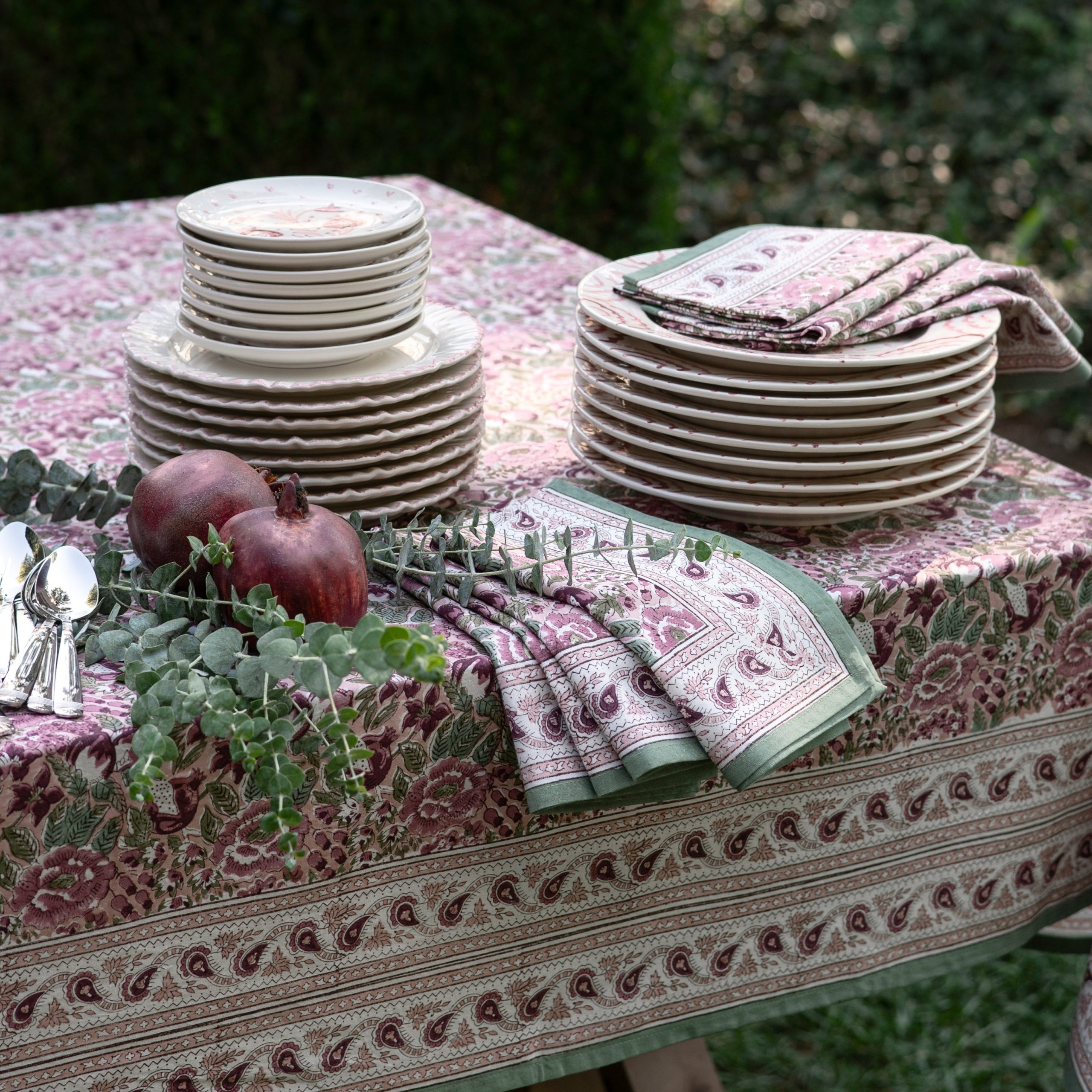 Pomegranate Garden Dusty Mauve & Sage Napkin | Set of 4 - Image 2