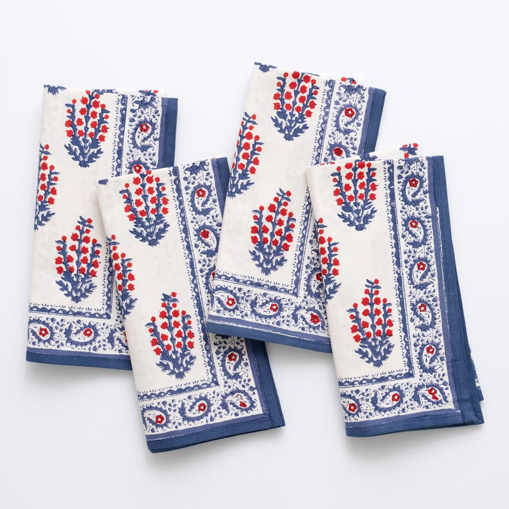 Sagar Red & Blue Napkin | Set of 4 - Image 2