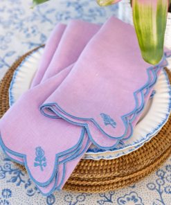 Scalloped Buti Lavender Frost Linen Napkin | Set of 4