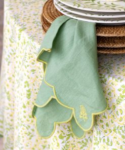 Scalloped Buti Forest Shade Linen Napkin | Set of 4